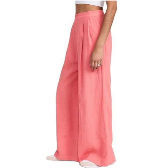 SLEEPER Women's Size‎ XL Coral Dynasty Linen High Rise Wide Leg Pants - Picture 5 of 13